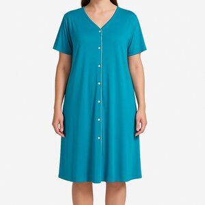 Swomog Women's Blue Short Sleeve Nightshirt Sleep Gownsize XL NWT